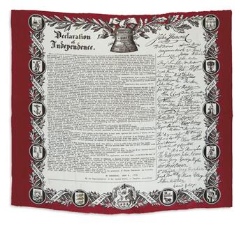 (DECLARATION OF INDEPENDENCE.) Pair of decorative engraved kerchiefs.